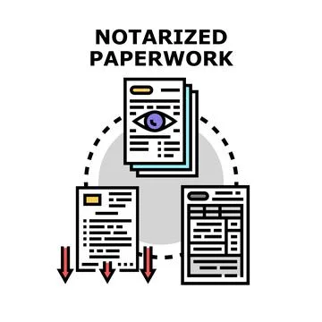 Notarized paperwork process validating official legal documents 库存插图