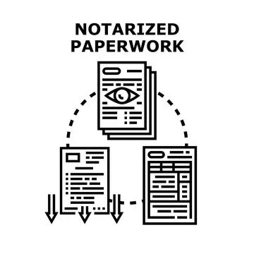 Notarized paperwork process validating official legal documents 库存插图