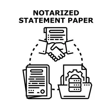 Notarized statement paper concept for legal documents Stock Illustration