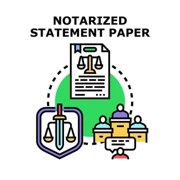 Notarized statement paper with legal process Stock Illustration