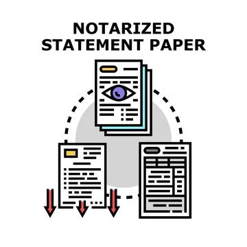 Notarized statement paper verifying official document Stock Illustration