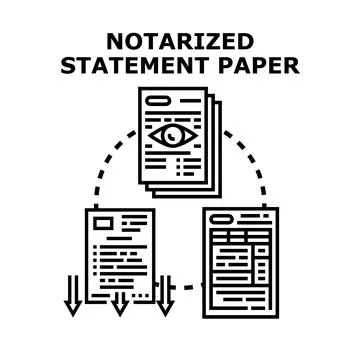Notarized statement paper verifying official document Stock Illustration