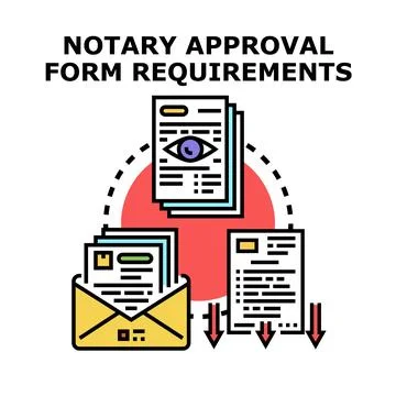 Notary approval form requirements concept vector Illustrazione stock