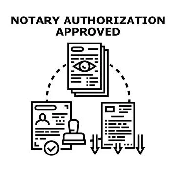Notary authorization approval verifying official legal documents Stock Illustration