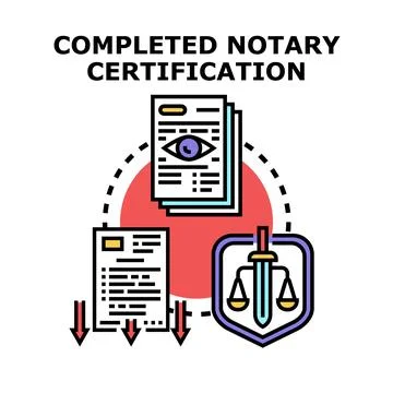Notary certification process completion with legal verification 스톡 일러스트