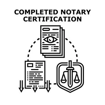 Notary certification process completion with legal verification Illustrazione stock