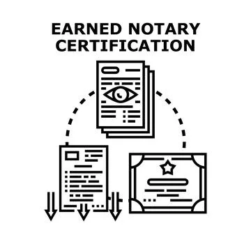 Notary certification process for official document verification Stock Illustration