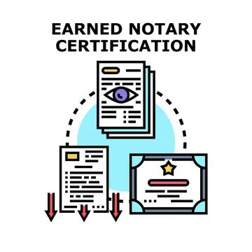 Notary certification process for official document verification Stock Illustration