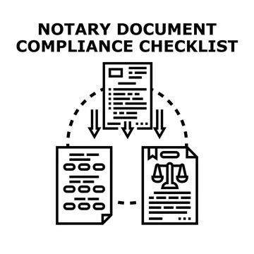 Notary document compliance checklist process management Stock Illustration