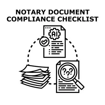 Notary document compliance checklist using artificial intelligence Stock Illustration
