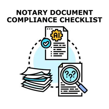 Notary document compliance checklist using artificial intelligence Stock Illustration