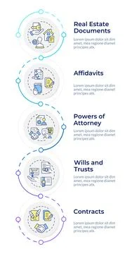 Notary document forms infographic design template Stock Illustration