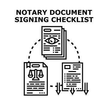 Notary document signing checklist concept vector icon 스톡 일러스트