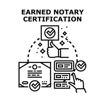 Notary public certification process and achievement Stock Illustration