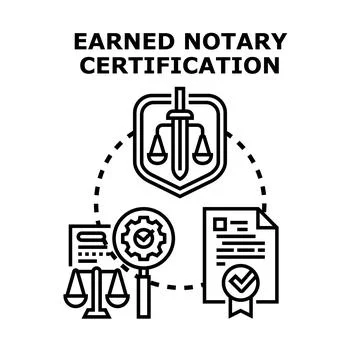Notary public certification process and legal services Illustrazione stock