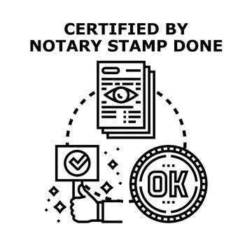 Notary public certifying document with official stamp Stock Illustration