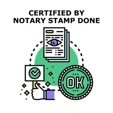 Notary public certifying document with official stamp Stock Illustration