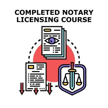 Notary public licensing course achieving official certification status Stock Illustration