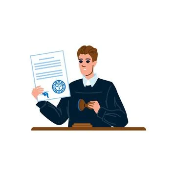 Notary public stamping document certifying authenticity and legality Stockillustratie