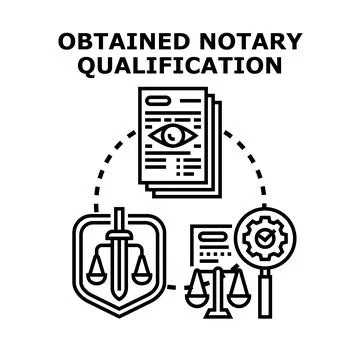 Notary qualification obtaining process and legal certification concept Stockillustratie