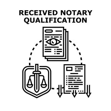 Notary qualification process receiving application document Stock Illustration