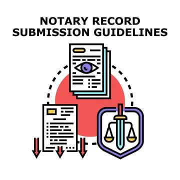 Notary record submission guidelines process concept 스톡 일러스트