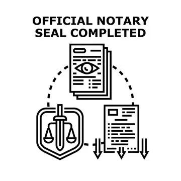 Notary seal completion process for validating legal documents 스톡 일러스트