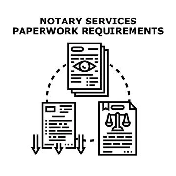 Notary services paperwork requirements vector illustration concept Stock Illustration