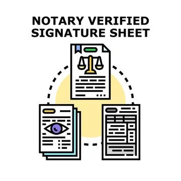 Notary verification process for legal document signature Stock Illustration