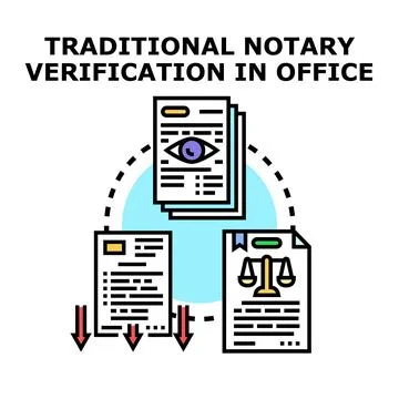 Notary verification process for legal documents Stock Illustration