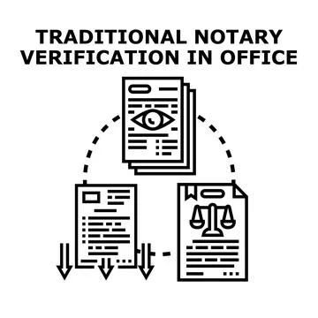 Notary verification process for legal documents Stock Illustration