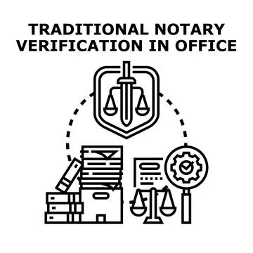 Notary verification process in an official office setting イラスト素材
