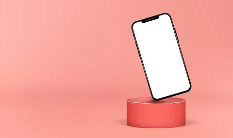 Notch Smartphone Blank Screen Podium Stage Isolated Mockup Template Presentation Stock Illustration