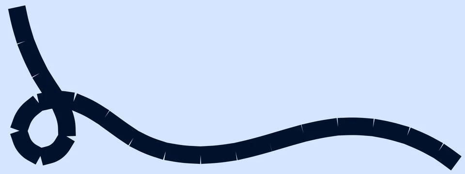 Notched dark blue path, segmented navy curve, textured artistic loop Ilustração Stock