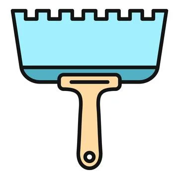 Notched trowel construction tool for tiling icon Stock Illustration