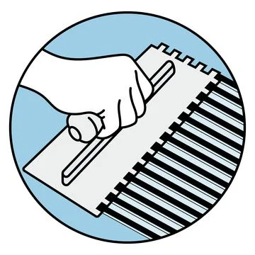 Notched trowel in hand and waves of plaster glue symbol Stock Illustration
