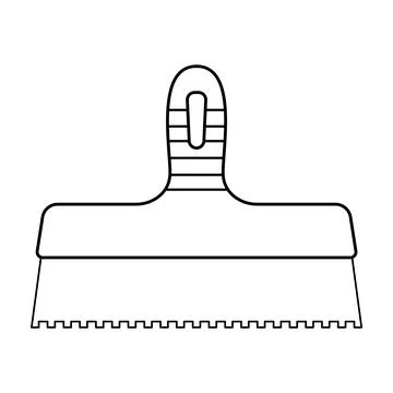 Notched Trowel Outline Vector Illustration Stock Illustration