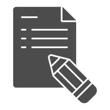 Note and pencil solid icon. Pencil and document vector illustration isolated on Illustrazione stock