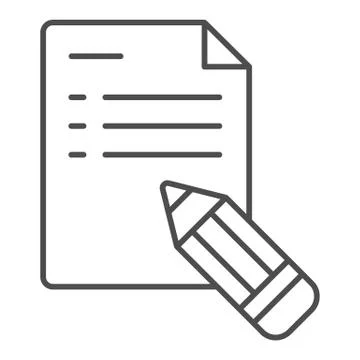 Note and pencil thin line icon. Pencil and document vector illustration isolated Stock Illustration