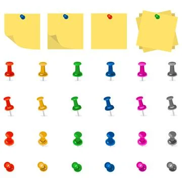 Note and Pushpin Stock Illustration