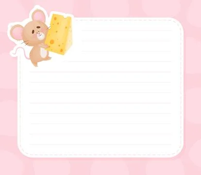 Note and Reminder Card with Cute Little Mouse Vector Template Stockillustratie