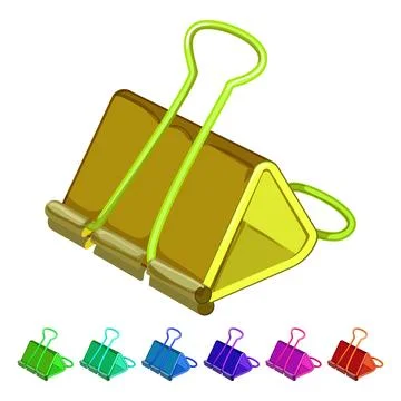 Note binder clip cartoon vector graphic color Stock Illustration