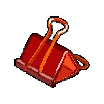 Note binder clip pixel art vector illustration color Stock Illustration