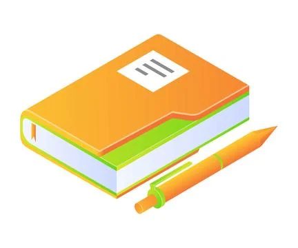 Note book and a mechanical pencil of isometric style Stock Illustration