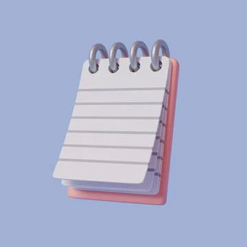 Note book and pencil 3D icon isolated on blue Stock Illustration