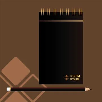 Note book and pencil for elements of brand identity corporation Stockillustratie