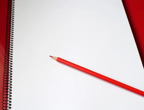 Note book with blank page next to pencil 写真素材