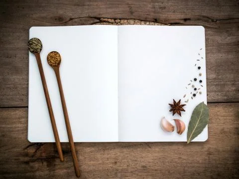 Note book that the device is equipped with cooking consists of aromatic herbs Photos