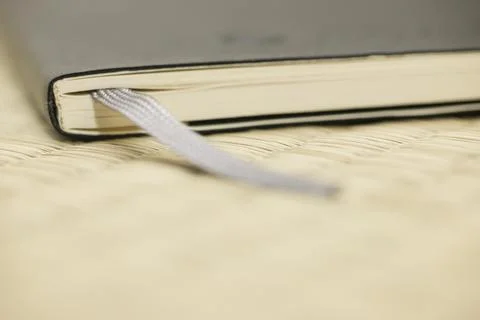 Note book with fabric bookmark. Stock Photos