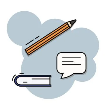 Note book, message and pen filled outline icon, line vector sign. Book with Illustrazione stock